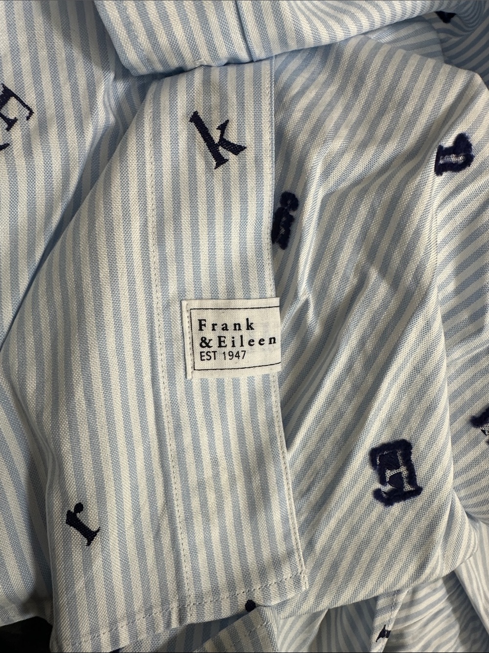 NWT Frank & Eileen Mackenzie One-Size Button-Up Shirt F&E striped blue white - Picture 10 of 11